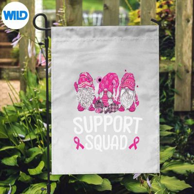 SupportSquadGnomesRibbonBreastCancerAwarenessWarriorflag