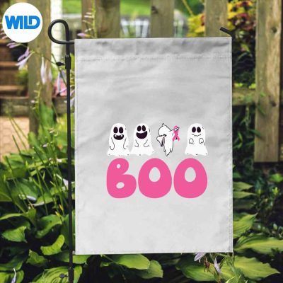 BreastCancerPinkRibbonWifeSurvivorHalloweenBooflag