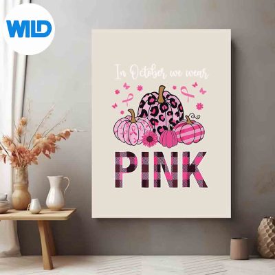 InOctoberWeWearPinkRibbonLeopardPumpkinBreastCancerRetroposter