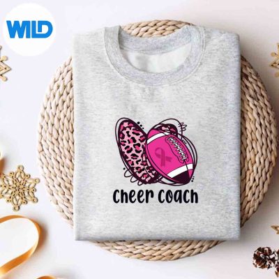 CheerCoachLeopardCheerleadingFootballMomBreastCancersweater