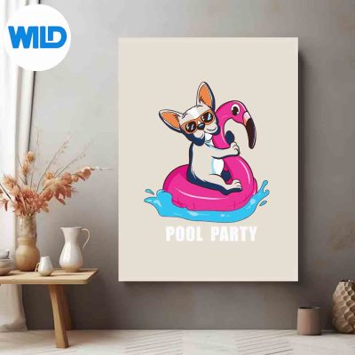 PoolPartyBulldogFlamingoFloatBulldogLoversposter