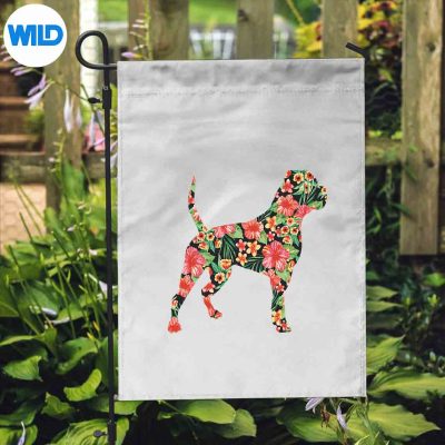 AmericanBulldogFlowerDogSilhouetteFloralflag