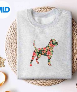 American Bulldog Flower Dog Silhouette Floral Cut File