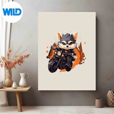 BikerAlaskanKleeKaiDogRidingMotorcycleposter