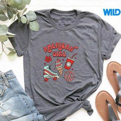 VintageGroovyAmericanGirlRetroHappy4thOfJulytshirt