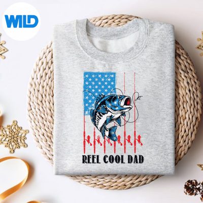 ReelCoolDad4thJulyFishingPatrioticAmericanFlagsweater