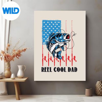 ReelCoolDad4thJulyFishingPatrioticAmericanFlagposter