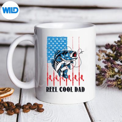 ReelCoolDad4thJulyFishingPatrioticAmericanFlagmug