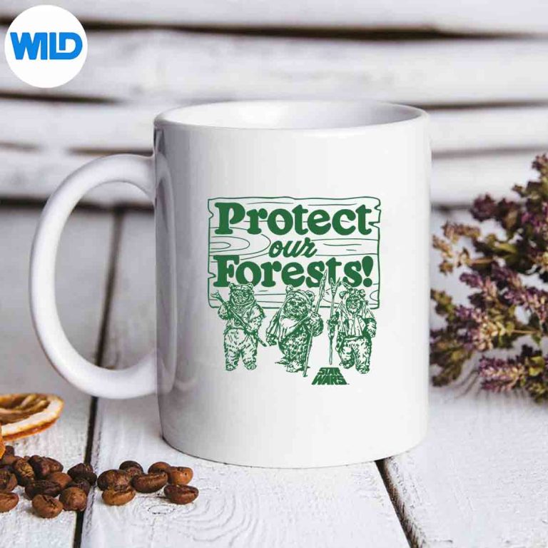 Popgear T-Shirt Star Wars Ewoks 'Protect Our Forests' Donna, Bianca, Licenza Ufficiale, Taglie S-5XL