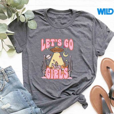 LetsGoGirlsWesternSpaceDesertCowgirlBachelorettetshirt
