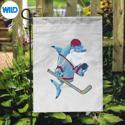 HockeySharkWithStickHelmetPuckSharksLoverflag