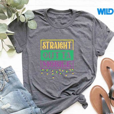 BeadsBlingsHappyMardiGrasDayStraightOuttaMobiletshirt