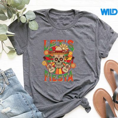 LetsFiestaSugarSkullCincoDeMayoSkullMexicanPartytshirt