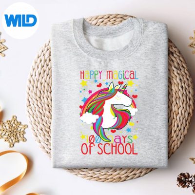 UnicornRainbow100thDaysHappyMagical100DaysOfSchoolsweater