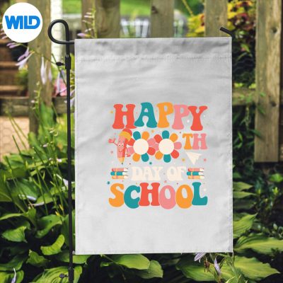 Groovy100thDayStudentCuteGirls100DaysOfSchoolflag