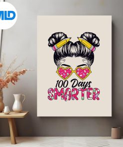 100 Days Smarter Girls Messy Bun Hair 100th Day Of School SVG PNG Download