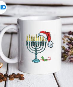 Menorah Santa Hat Chanukah Hanukkah Jewish Christmas Pajama Silhouette SVG PNG