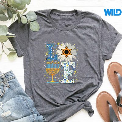 LoveCuteHanukkahFloralDreidelorahChanukahPajamastshirt