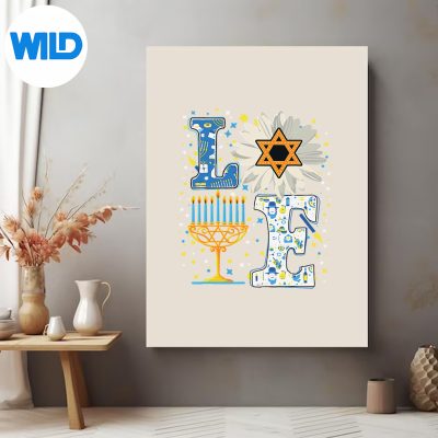 LoveCuteHanukkahFloralDreidelorahChanukahPajamasposter