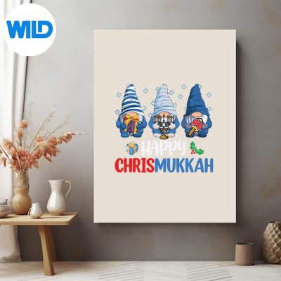 HappyChrismukkahGnomesMerryChristmasAndHappyHanukkahRetroposter