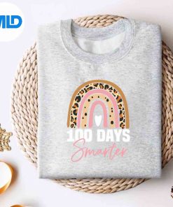 Alternative view of 100 Days Smarter Happy 100th Day Of School Rainbow Leopard Vector Design