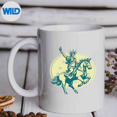 UsaStatueOfLibertyRidingOnAHorseFourthOfJulymug