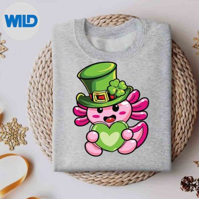 AxolotlSaintPatricksDayGirlsAxolotlStPatricksweater