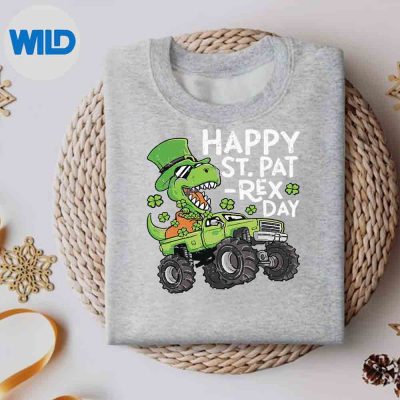 HappyStPatrexDayStPatricksDayDinosaurMonsterTrucksweater