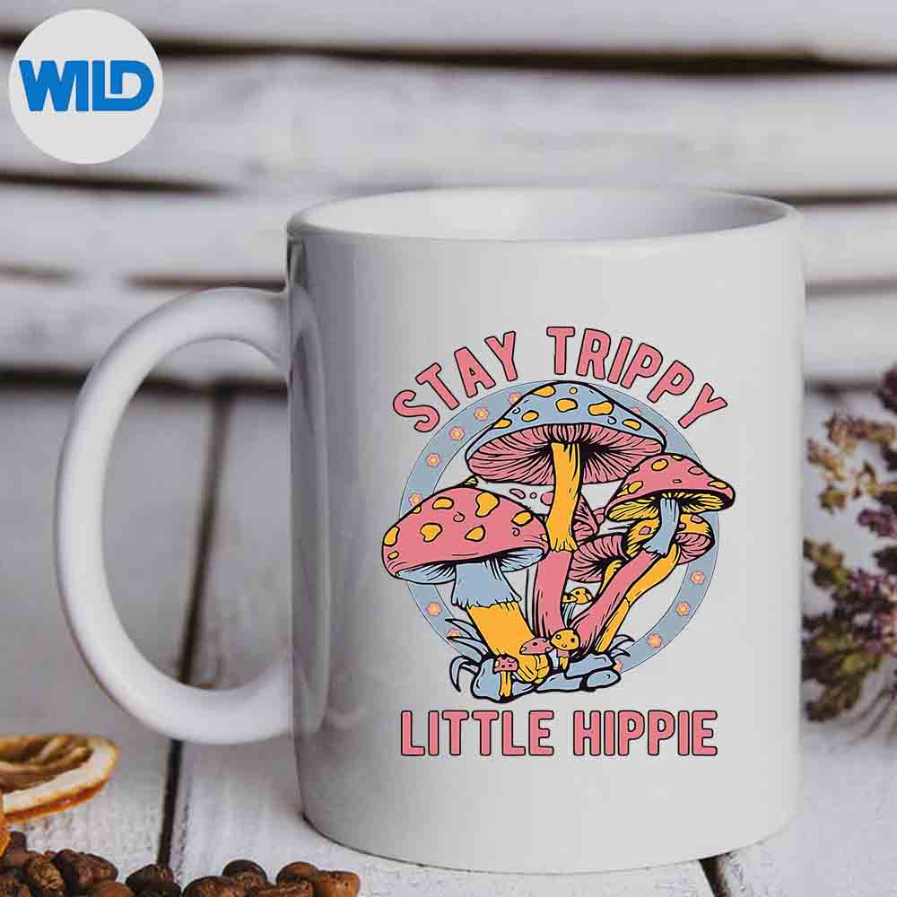 Retro Stay Trippy Little Hippie Groovy Cottagecore Mushroom SVG PNG