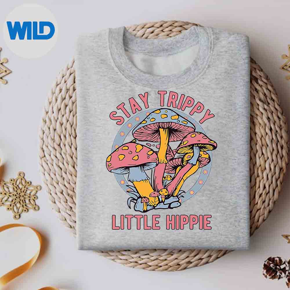 Retro Stay Trippy Little Hippie Groovy Cottagecore Mushroom SVG PNG - Image 2