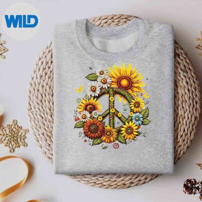 HippieDaisyPeaceSignRetroFlowerSunflowerLoverssweater