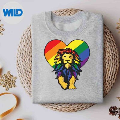 GayPrideLionLgbtqCoolAnimalRainbowFlagColorAllysweater