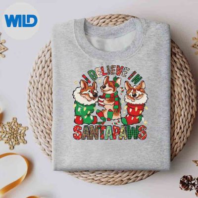 IBelieveInSantaPawsCuteDogChristmasDogLoverssweater