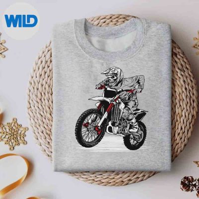 SkeletonRidingDirtBikeLazyHalloweenCostumeMotorcyclesweater