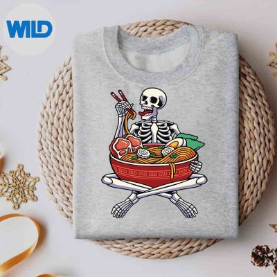 SkeletonEatingRamenLazyHalloweenCostumeJapaneseFoodsweater