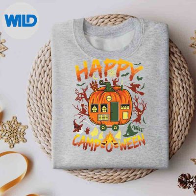 HappyCampoweenFunnyHalloweenCampingCampersweater 1