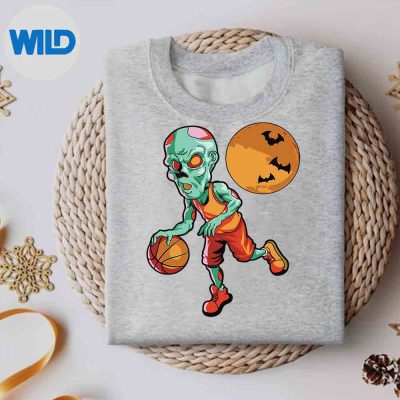 BasketballHalloweenZombieHalloweenVintagesweater