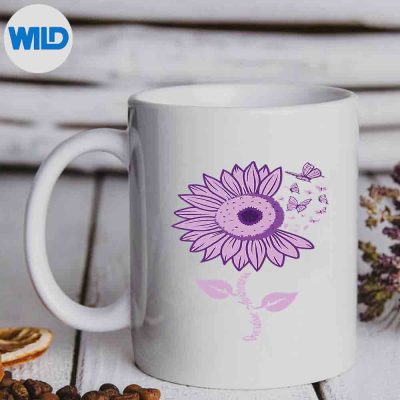 ButterflyPurpleRibbonSunflowerOverdoseAwarenessMonthmug