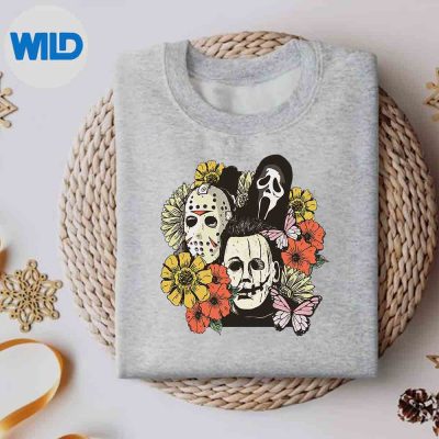 FloralHorrorCharactersHalloweenHorrorCharactersssweater