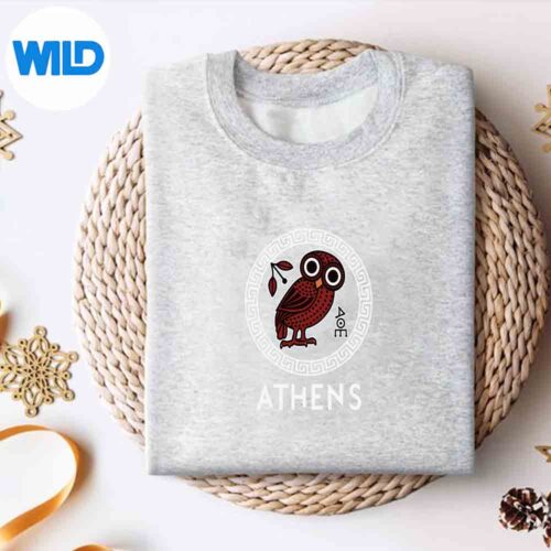 Alternative view of Athens Greece With Athenian Owl Meander Pattern SVG PNG Digital Design