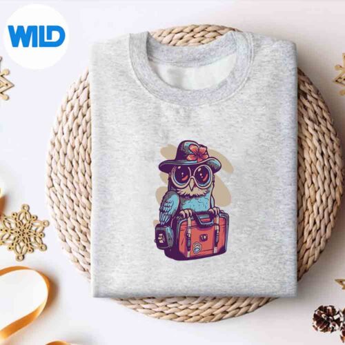 Alternative view of Chic Traveler Blue Bird With Hat And Glasses Silly Keen Vector Design