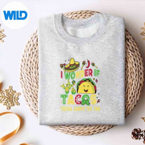 Alternative view of Cinco De Mayo I Wonder If Tacos Think About Me Too Retro Funny SVG PNG Download