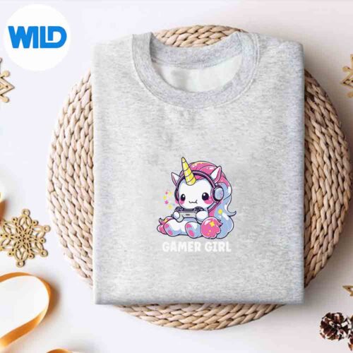 Alternative view of Cute Gamer Girl Unicorn Gaming Kawaii Anime Gamer Unicorn SVG PNG Digital Design