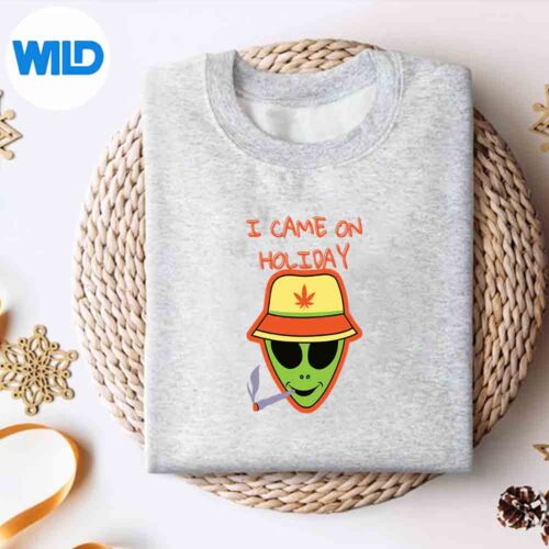 Alternative view of I Come On Holiday Smoke Weed Alien Ufo Design for Cricut