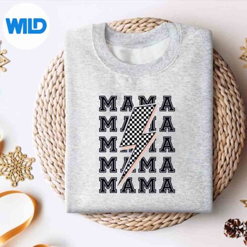 Alternative view of Mama Lightning Bolt Checkered Pattern SVG PNG