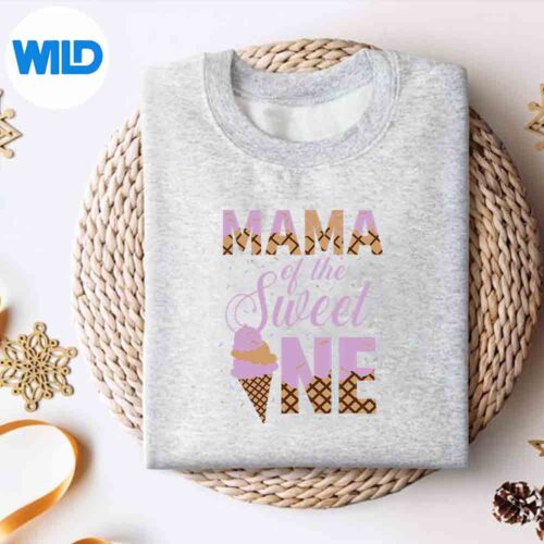 Alternative view of Mama Of The Sweet One Ice Cream St First Family SVG PNG Digital Design