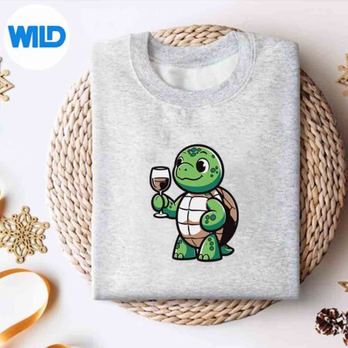 Alternative view of Sea Turtle Wine Reptile Drinking SVG PNG Cut File