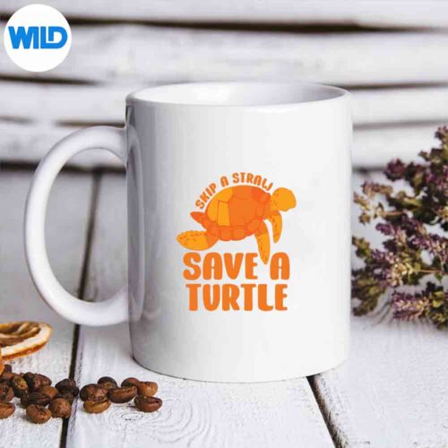 Skip A Straw Save A Turtle Retro Ocean Turtles Earth Day Sea Digital Design