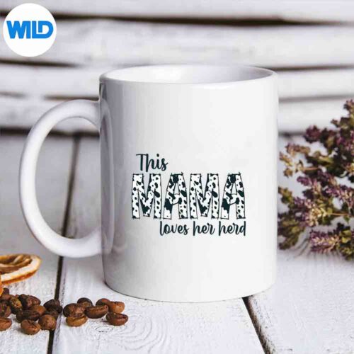 This Mama Loves Her Herd Mothers Day Cow Pattern SVG PNG Digital Download