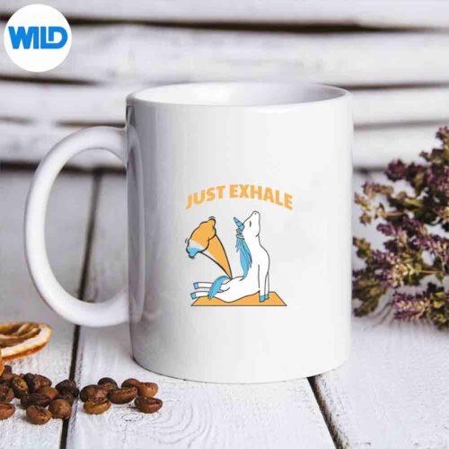 Unicorn Yoga Farting Rainbow Just Exhale Cute Vector Design